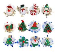 EXTRWORY Lot de 12 pinces à cheveux de Noël, motif Père Noël, bonhomme de neige, tulle, tissu non tissé coloré pour enseignants, étudiants, employés, décorations de fête