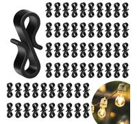 EXTRWORY Lot de 120 mini crochets de gouttière en plastique pour guirlandes lumineuses extérieures, crochets en S noirs avec attaches de câble pour une installation facile de décoration de Noël dans