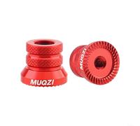 EXTRWORY Lot de 2 écrous coniques M5 en alliage d'aluminium avec rondelles antidérapantes anodisées à dégagement rapide pour l'entretien de moyeu de roue de vélo (rouge)