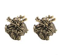 EXTRWORY Lot de 2 poignées de porte en laiton en forme de tête de dragon 35 x 36 cm pour armoire, meubles, décoration traditionnelle d'intérieur (B)
