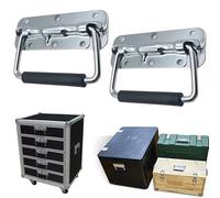 EXTRWORY Lot de 2 poignées de traction à ressort pour boîtes à outils, armoires et coffres, poignée de levage en fer robuste avec finition lisse pour valises de vol, boîtes de rangement, argent, 10 x