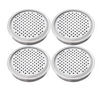 EXTRWORY Lot de 4 grilles d'aération rondes en acier inoxydable avec boucle fixe pour armoire, tiroir, meubles de cuisine, 70 mm et 100 mm, argenté (100 mm)