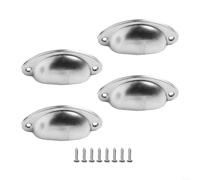 EXTRWORY Lot de 4 poignées de tiroir rétro en forme de coquille de fer pour armoire de cuisine, salle de bain, placard, armoire à chaussures, bibliothèque (chromé)