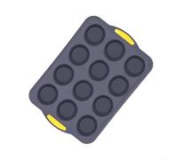 EXTRWORY Moule à muffins en silicone 12 trous avec cadre en métal anti-adhésif pour four, micro-ondes, congélateur - Gris