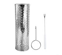 EXTRWORY Panier rotatif en acier inoxydable pour une répartition homogène de la chaleur - Accessoire de barbecue portable - Argenté - Pour cuisine en plein air, camping, pique-nique (XL)