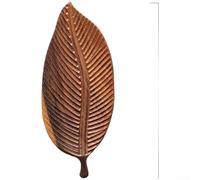 EXTRWORY Plateau en bois de noyer fabriqué à la main en forme de feuille - Design bio pour thé, café, dessert, bords lisses - Poignée intégrée - Marron rustique - Plusieurs tailles - Décoration (A)