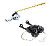 EXTRWORY Poignée de chasse d'eau en ABS galvanisé doré et clapet en PVC pour réparation de réservoir standard, kit de mise à niveau étanche pour salle de bain (noir)
