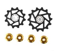 EXTRWORY Poulie de dérailleur arrière à roulement en céramique 12T + 14T pour SRAM AXS Roue en résine empêche la chute de chaîne légère pour cyclisme de route et VTT (doré)