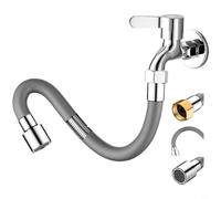 EXTRWORY Rallonge de robinet rotative à 360 degrés avec adaptateur standard anti-éclaboussures en maille tube en silicone flexible pour cuisine et salle de bain, gris, 30 cm (B)