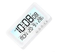 EXTRWORY Réveil électronique LCD avec double alarme, affichage de la date, de la semaine et de la température, format 12/24h, minuteur de bureau en ABS pour chambre d'étudiant, bureau, étude, blanc