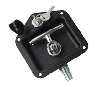 EXTRWORY Serrure antivol en forme de T robuste en acier inoxydable pour portes de remorque, livrée avec 2 clés, serrure à clé robuste (noir)