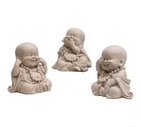 EXTRWORY Statue de Bouddha Maitreya en résine de grès, petit moine pour décoration zen de bureau, figurine sereine pour la maison, le bureau, une étagère, décoration beige 13 cm (D)