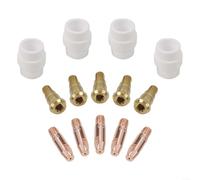 EXTRWORY Support diffuseur de gaz avec embout de contact 08 mm pour torche de soudage MIG 24KD, 11 pièces usinées CNC avec 5 embouts, 5 supports, 4 diffuseurs pour la fabrication de métaux et