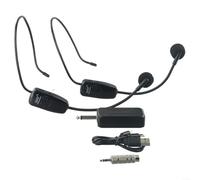 EXTRWORY Système de microphone sans fil UHF double casque rechargeable Portée de 40 m Son clair anti-hurlement pour enseigner la parole, le yoga, la danse (U12F)