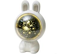 EXTRWORY Veilleuse à projection de lapin avec boîte à musique, lampe rechargeable USB avec 3 diapositives, angle réglable de 65°, lueur douce pour décoration de chambre de fille, rose (blanc)