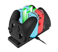 EXTSUD 6 en 1 Chargeur pour Nintendo Switch Manette Pro et Joy-Con Station de Charge Dock avec 4 Slots, Câble USB Type C et Indicateur de Charge LED