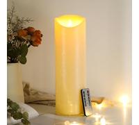 EXTSUD Bougies LED 31,5 cm × 10 cm avec télécommande, protection contre les projections d'eau, avec minuterie, flamme vacillante, bougies piliers, bougies piliers électriques pour l'extérieur, longue
