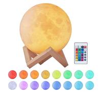 Lampe Lune 3D EXTSUD Veilleuse LED 15CM Dimmable 16 Couleurs avec Télécommande et Interrupteur Tactile USB Rechargeable Lampe de Nuit pour Chambre Salon Café Cadeau Anniversaire Noël