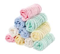EXTSUD Lot de 10 Débarbouillettes de Bain pour Bébé Lingettes bébé en Mousseline de Coton 25 * 25cm Serviettes de Toilette Extra Douces, Absorbant, Lavable et Réutilisable pour Nouveau-né