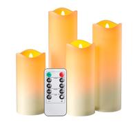 EXTSUD Lot de 4 Bougie LED Étanche avec Piles Incluses et Télécommande - Éclairage Festif Sécurisé pour Intérieur et Extérieur, Minuterie Réglable, Idéal pour Noël, Mariages et Fêtes