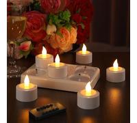 EXTSUD Lot de 6 Bougies Chauffe-plat LED Rechargeable Bougie LED Flamme Vacillante avec Station de Charge et Télécommande, Décoration pour Noël Anniversaire Mariage Dîner Restaurant Hôtel