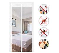 EXTSUD Moustiquaire de Porte Magnétique Fermeture Automatique Rideau Porte Anti insectes avec Aimants Sans Perçage (90x210cm, Blanc)