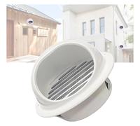 Exutoire mural à nez de bœuf rond，Exutoire mural à Ventilation de sortie de grille d'échappement ronde résistante aux intempéries avec maille d'écran intégrée(Color:White,Size:200mm)