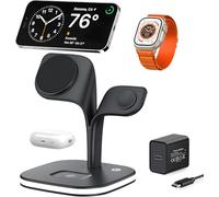 EXW Mag-Safe Chargeur Induction, Magnétique 3 en 1 Station de Charge pour Apple, Chargeur sans Fil Rapide pour iPhone 17 16 15 14 13 12 Pro Max/Plus/Air, Apple Watch, pour AirPods-Noir
