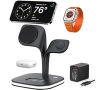 EXW Mag-Safe Chargeur Induction, Station de Charge sans Fil Rapide Compatible Magnétique, Appareils Multiples pour iPhone 17 16 15 14 13 12 Air/Pro/Max/Plus, Airpods 2/3/Pro, Apple Watch-Noir