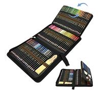 Exwand 96 pcs Crayons de Couleurs, Crayons Dessin avec Sac Inclus Crayons Aquarellables Gomme Crayon de Charbon Graphite Outils pour Dessiner, Idéal Cadeaux pour Adulte