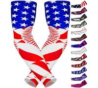 Exxact Sports Manchons de compression pour hommes et femmes, manches de bras de baseball jeunes et adultes pour football, basket-ball, Drapeau de baseball des États-Unis, S