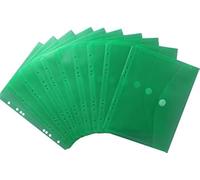 EXXO by HFP 35036 Lot de 10 pochettes A5 paysage Vert transparent pour classement avec perforation européenne, bord de classement, rabat et fermeture Velcro