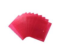 Exxo by HFP Lot de 10 porte-documents avec fermeture velcro et marge A4, format paysage, 310 x 235 mm rouge transparent