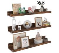 EXYGLO 60cm Étagère Murale Lot de 3, Etagere Murale Flottante en Bois Rustique pour Chambre Bureau Salon et Cuisine, Marron