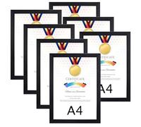 EXYGLO Cadre A4 Lot de 7, Cadre Photo A4 Noir pour 29,7x21cm, pour Certificats, Affiches et Documents