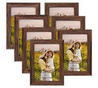 EXYGLO Cadre Photo 10x15 cm Marron Lot de 7, Cadres Photo Mural et à Poser pour Chambre, Bureau, Salon et Gallerie