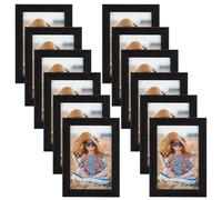 EXYGLO Cadre Photo 10x15 cm Noir Lot de 12, Cadre Multi Photo Mural ou à Poser pour Chambre, Bureau, Salon, Galerie et Cadeau