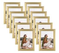 EXYGLO Cadre Photo 13x18 cm Lot de 12, Cadre Photo Mural et à Poser pour Chambre, Bureau, Salon et Gallerie, Doré