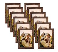 EXYGLO Cadre Photo 13x18 Marron Lot de 12, Multi Cadres Photo Rustique Couleur Noyer pour Chambre Salon Galerie, Affichage Mural ou sur Table