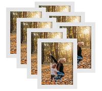 EXYGLO Cadre Photo 15x20 cm Lot de 7, Cadre Photo Mural Blanc et à Poser pour Chambre, Bureau, Salon et Gallerie