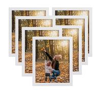 EXYGLO Cadre Photo 20x25 cm Lot de 7, Cadre Photo Mural Blanc et à Poser pour Chambre, Bureau, Salon et Gallerie