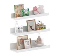 EXYGLO Étagère Flottante 40 cm Lot de 3, Barres à Tableaux en Bois Étagères murales pour Chambre Salon de Bain Cuisine, Blanc