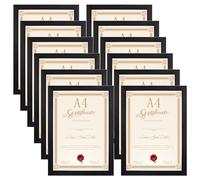 EXYGLO Lot de 12 Cadre A4 Noir, Cadre Photo 21x29,7 cm pour Certificat Diplôme et Document pour Chambre, Bureau, Salon, Galerie et Cadeau
