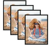 EXYGLO Lot de 4 Cadres 30 x 40 cm - Cadre Photo Noir avec Passe-partout Blanc pour Photo, Image et Poster - Cadre Photo 30x40 Pour Montage Mural Uniquement