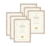 EXYGLO Lot de 6 Cadres A4 avec Veines de Bois pour Photo - 29,7x21cm pour photos, œuvres d'art, certificats et documents - Cadre photo A4 rustique Présentoir mural ou de table