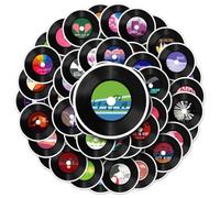 exylosluxek : 50 Autocollants de CD Assortis au thème des disques vinyles, Parfaits pour la décoration DIY et Les projets créatifs