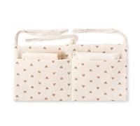 exylosluxek Organisateur de lit bébé, Organiseur de lit, Sac de Rangement avec 2 Compartiments et Motif cœur en Mousseline de Coton