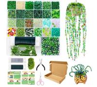 exylosluxek Perles Vertes, Kit DIY pour Fabriquer Ses Propres Boucles d'oreilles, Kit Complet de Loisirs Créatifs pour Pot de Fleurs en Perles avec 5422 Pièces pour Projets Manuels Créatifs