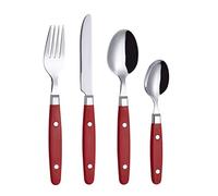 EXZACT 24 pcs Couverts acier inoxydable rivets manches couverts de table Red