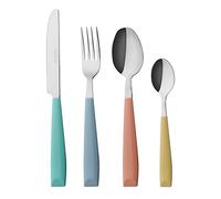 EXZACT 24 pièces coloré Couverts acier inoxydable couverts Mix coloré | Lave Vaisselle Manches Carrés Confortables Et Faciles À Reconnaître Pour Repas Famille Dîners Fêtes Et Quotidien